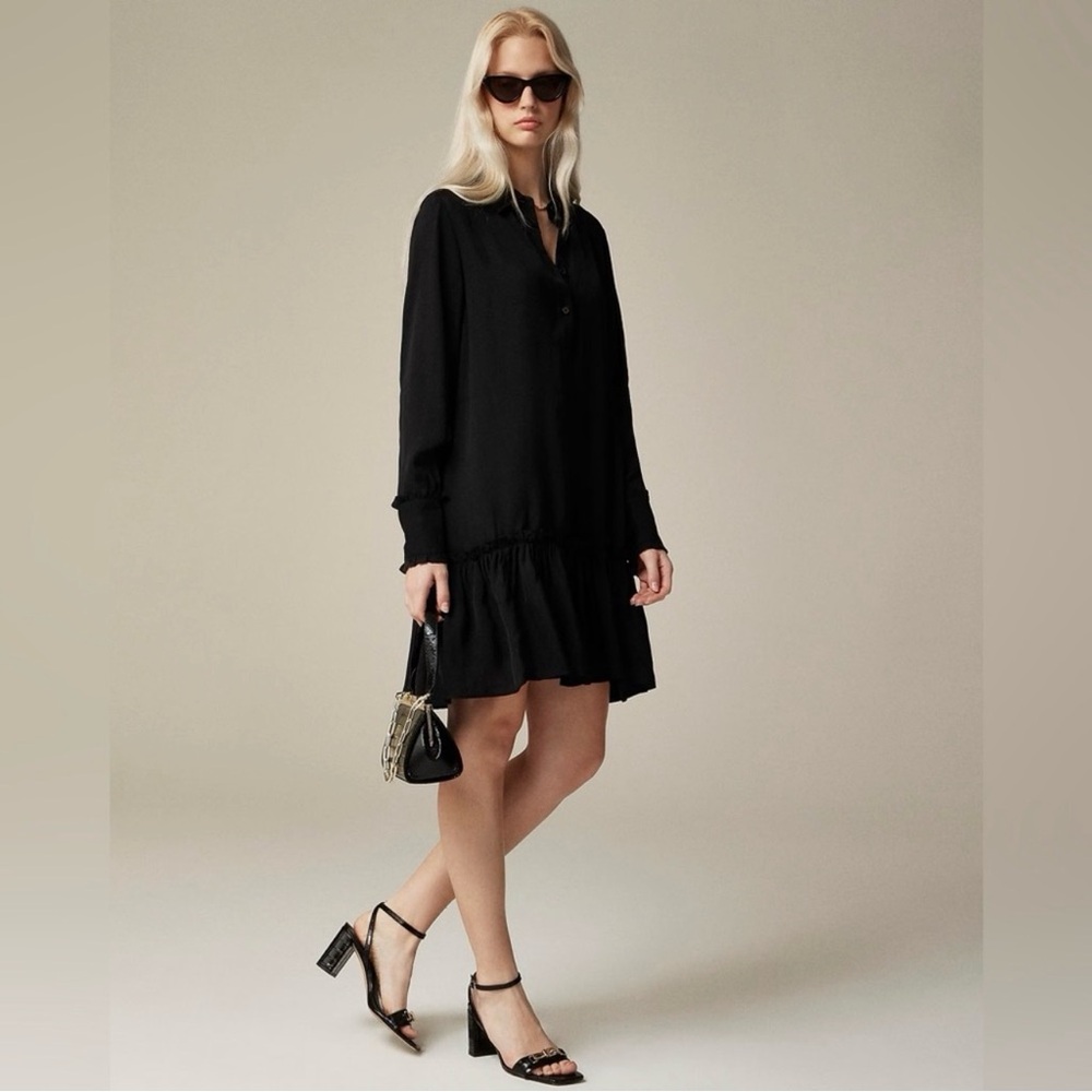 🆕 BNWT J. Crew Amelia Popover Shirtdress in Drapey Viscose Twill 🖤
